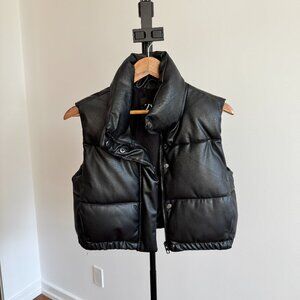 Zara Faux Leather Puffer Vest